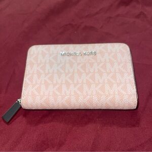 Michael Kors Pink Wallet With Silver Hardware